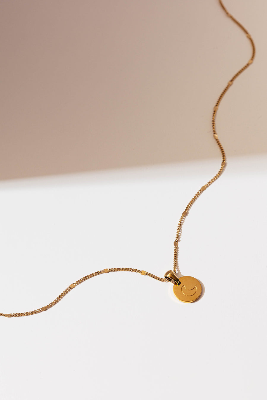 Gold Plated Moon Tag Necklace 