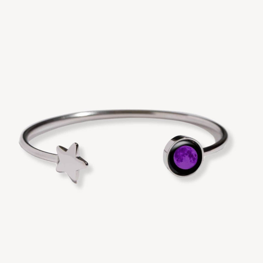 Manchette Crépuscule Lune Violette en Acier Inoxydable 