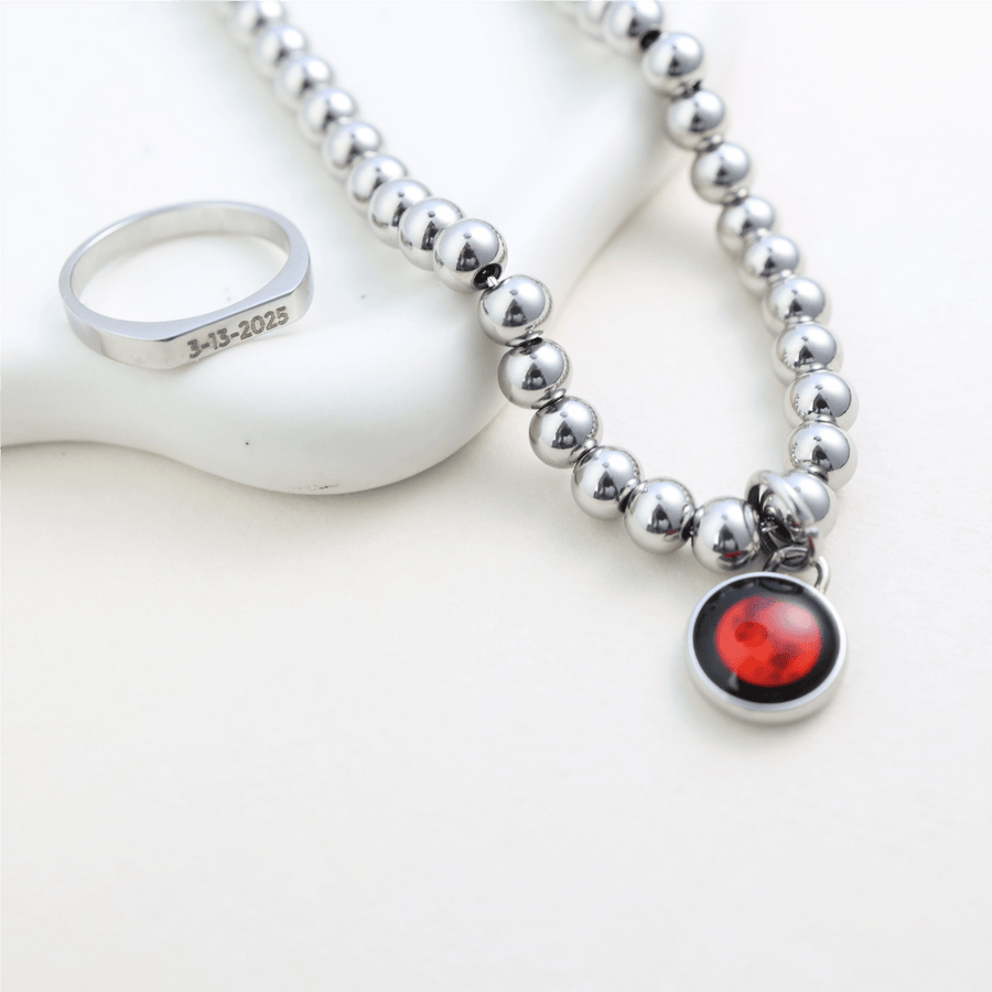 Lunar Eclipse Luxe Steel Beaded Necklace