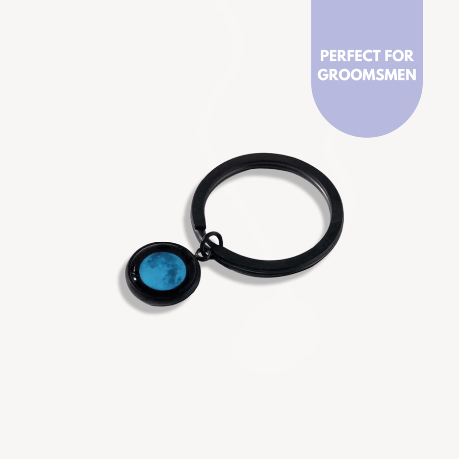 Groomsmen Moon memory keychain in Black Bundle  - Buy 4, Get 1 FREE