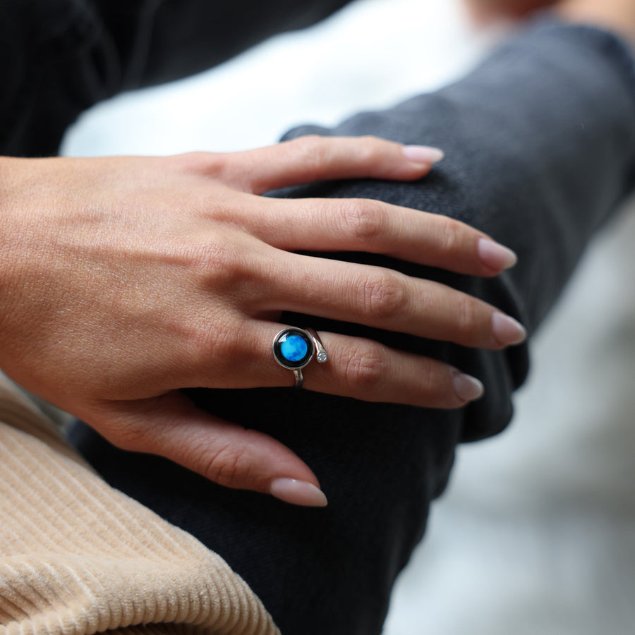 Cosmic Spiral Ring In Rhodium