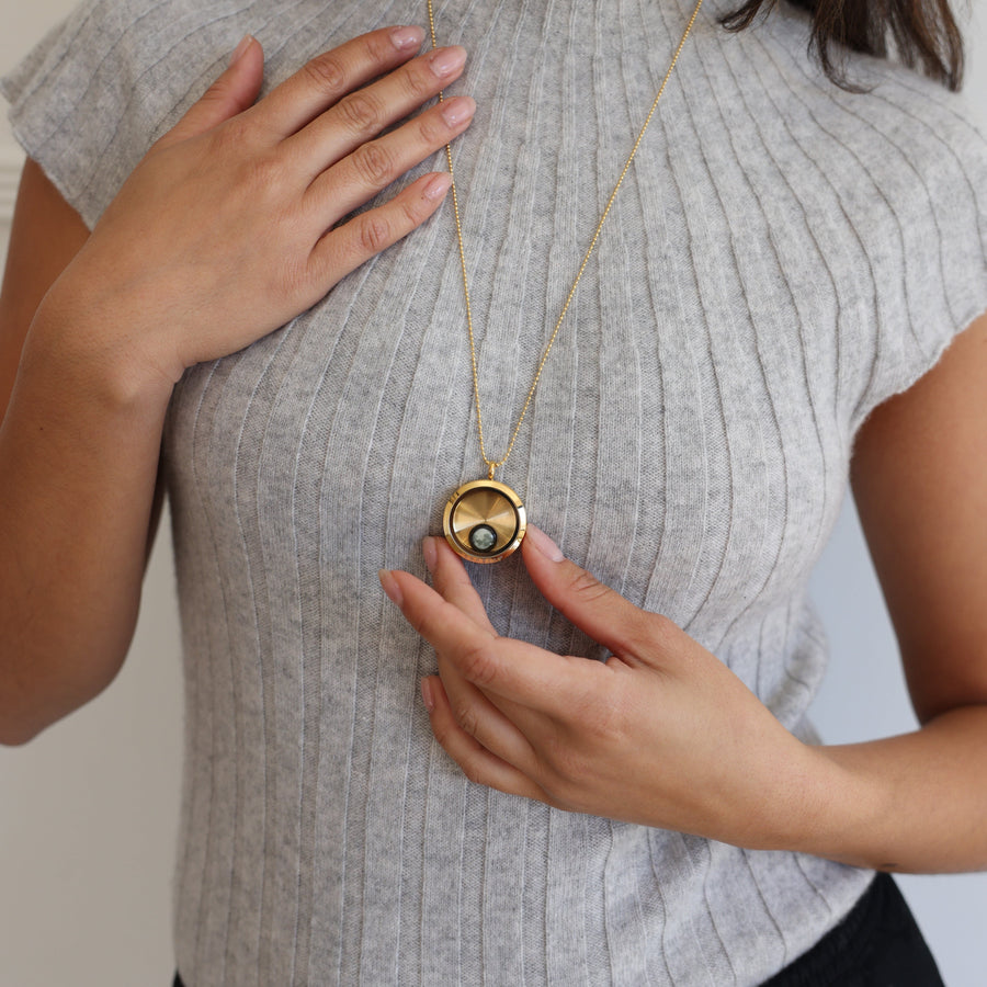 One Moon Locket in Gold