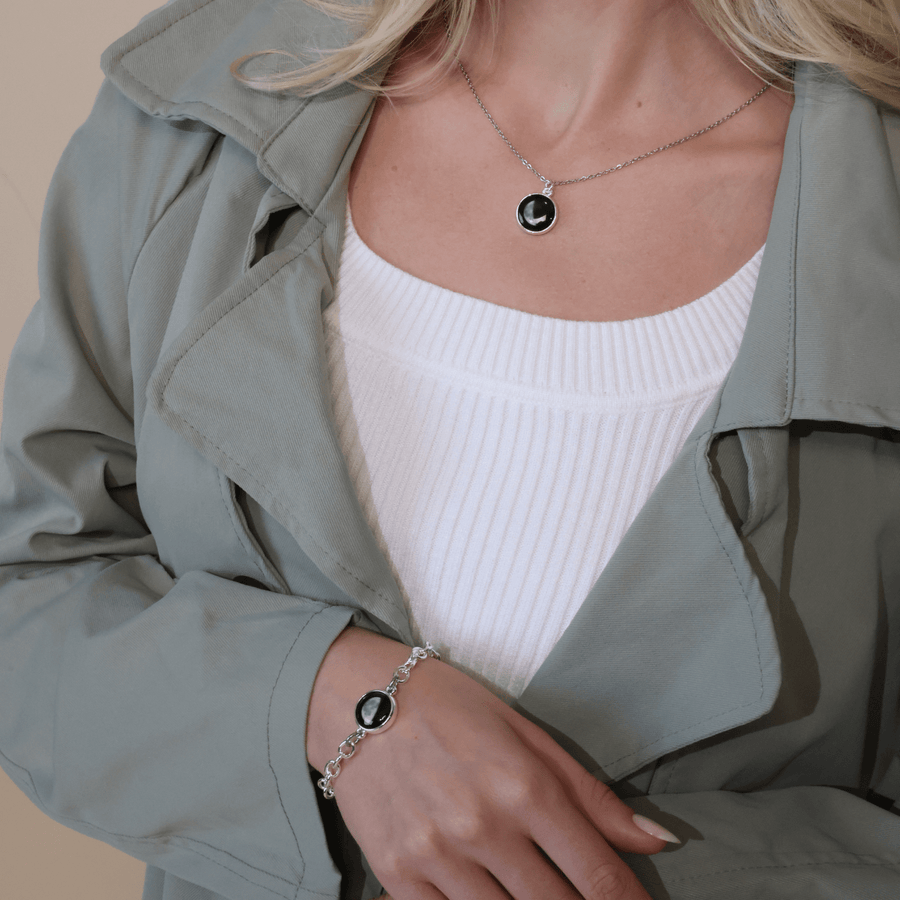 Ensemble collier Charmed Simplicity et bracelet à maillons en argent