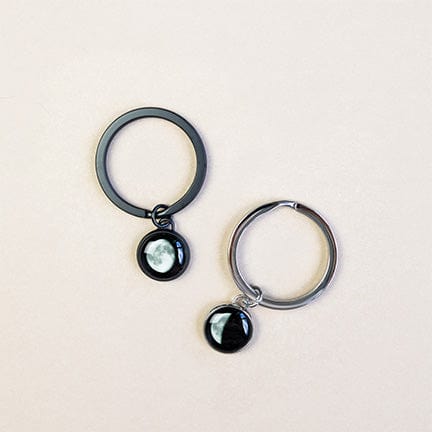 Moon Memory Key Chain in Black and Stainless Steel