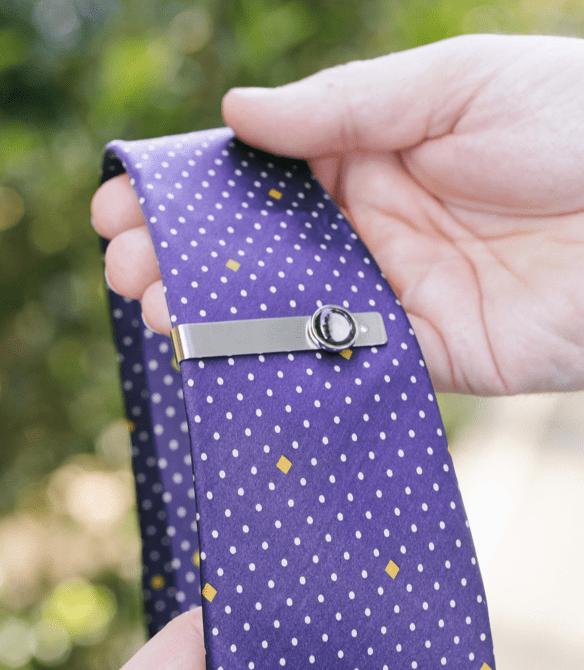 Silver Link Bracelet and Moon and Crystal Tie Bar