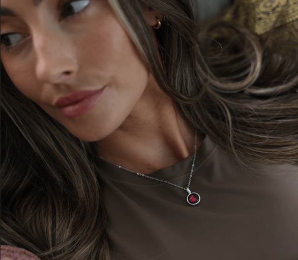 Pink Moon Sky Light Necklace in Stainless Steel