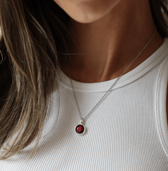 Pink Moon Sky Light Necklace in Stainless Steel