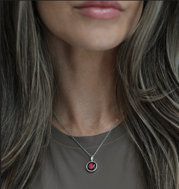 Pink Moon Sky Light Necklace in Silver