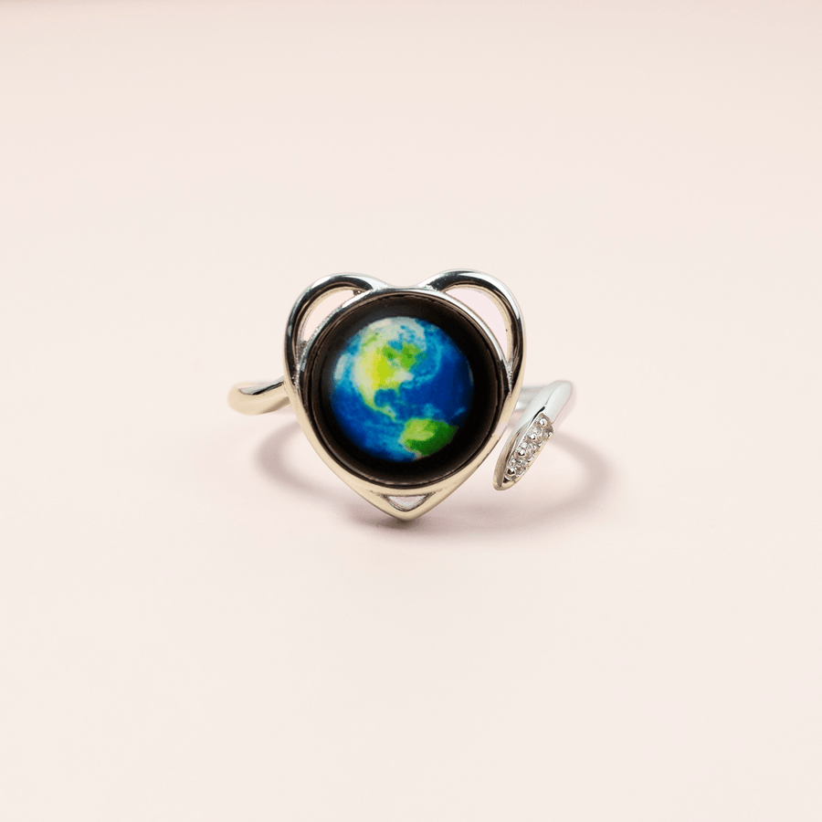 Earthglow Luna Love Ring in Rhodium