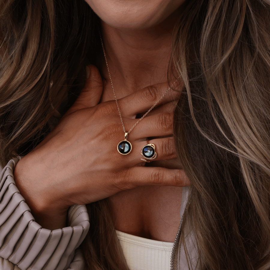 Sky Light Necklace and Luna Love ring bundle in gold