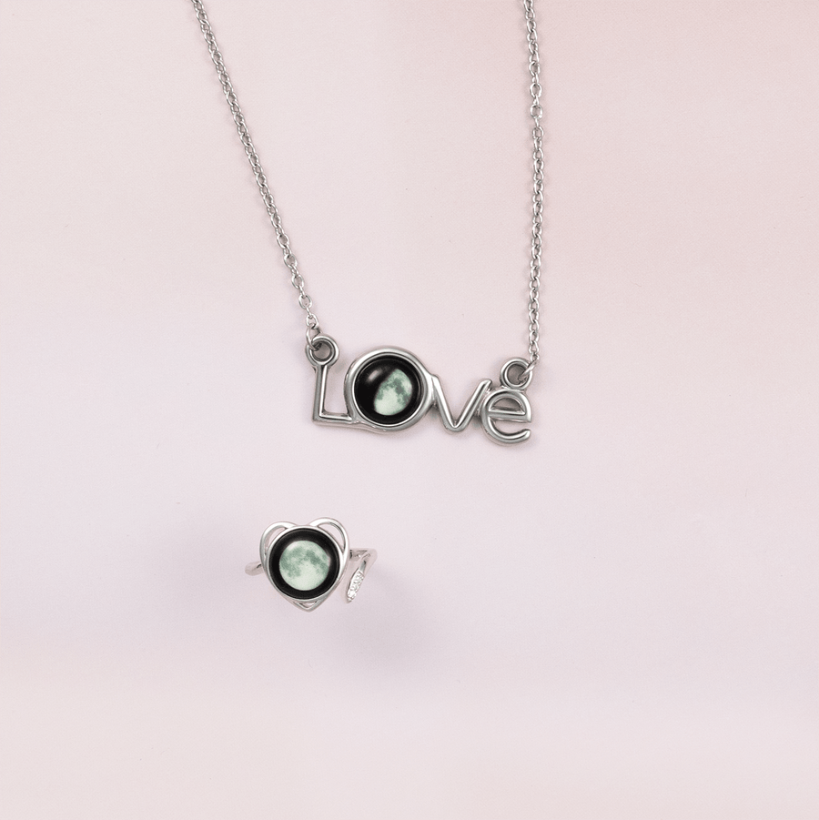 Luna Love Necklace and Love ring in Stainless Steel