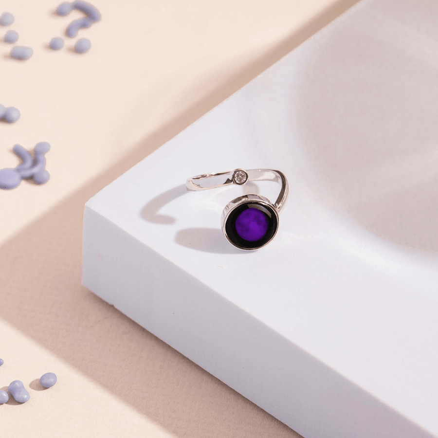 Purple Potion Ring in Rhodium