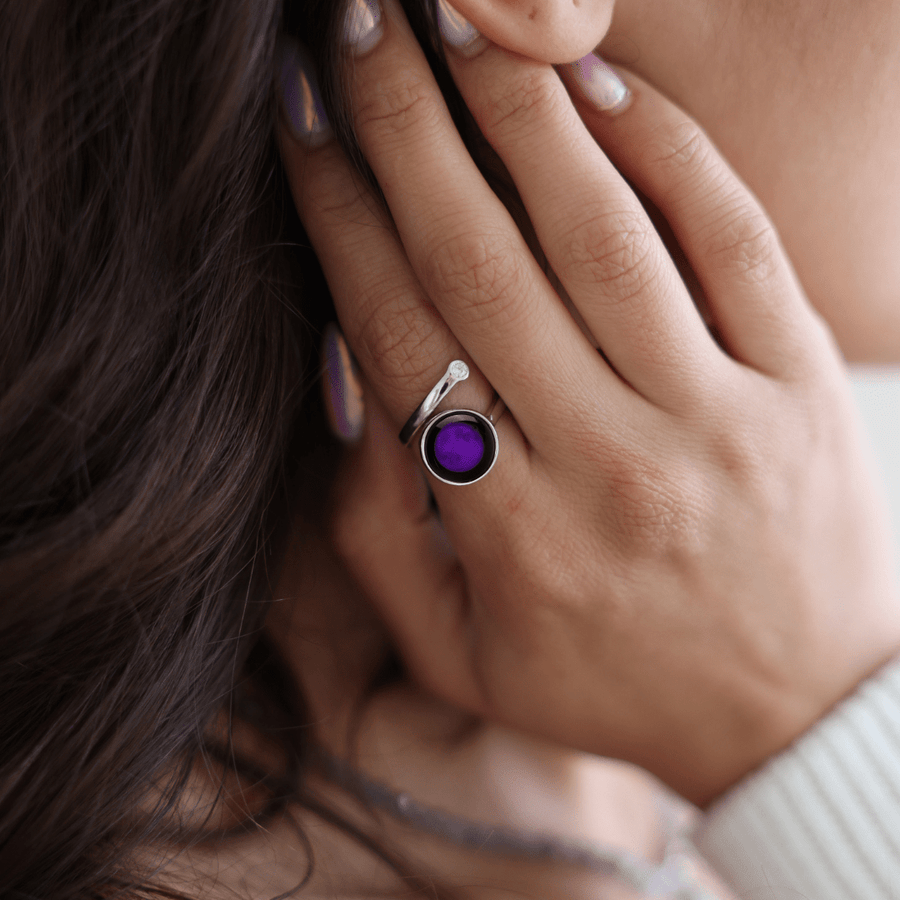 Purple Potion Ring in Rhodium
