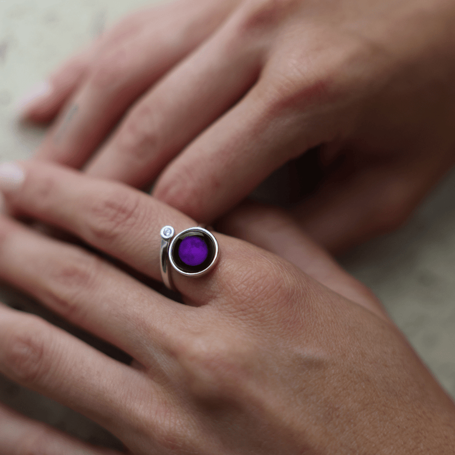 Purple Potion Ring in Rhodium