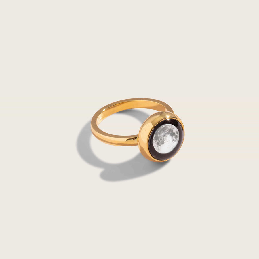 Gold plated moon phase ring