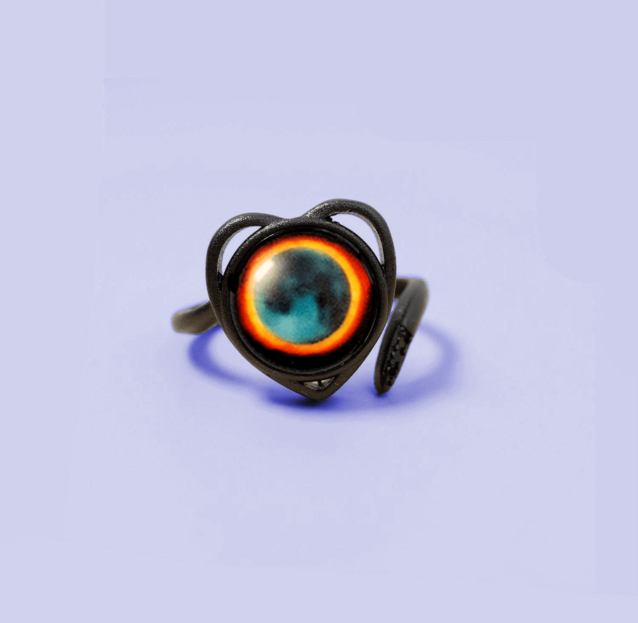 Bague Luna Love Éclipse Solaire en Noir Mat