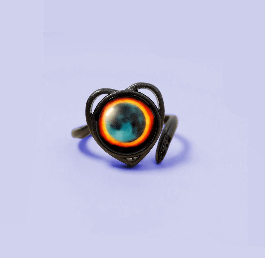 Pre-order Solar Eclipse Luna Love Ring in Matte Black