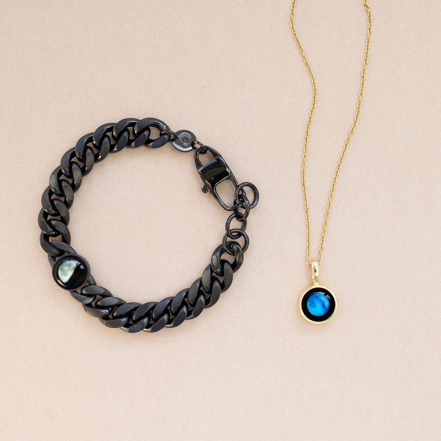 Titan Bracelet and Gold Sky Light Necklace