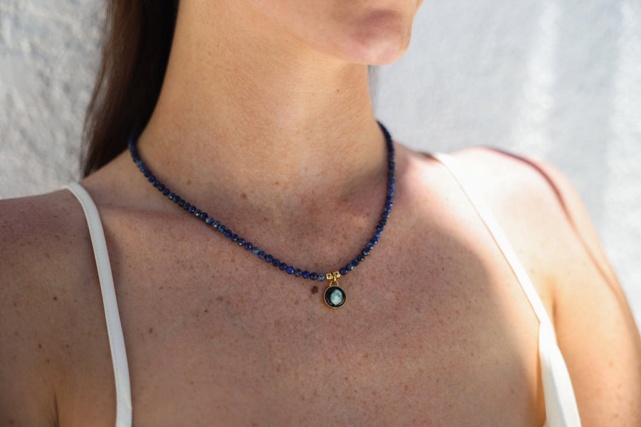Bhavana Crystal Necklace - in Lapis