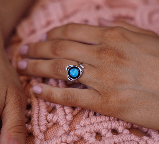 Sky Light Necklace and Luna Love ring bundle in silver