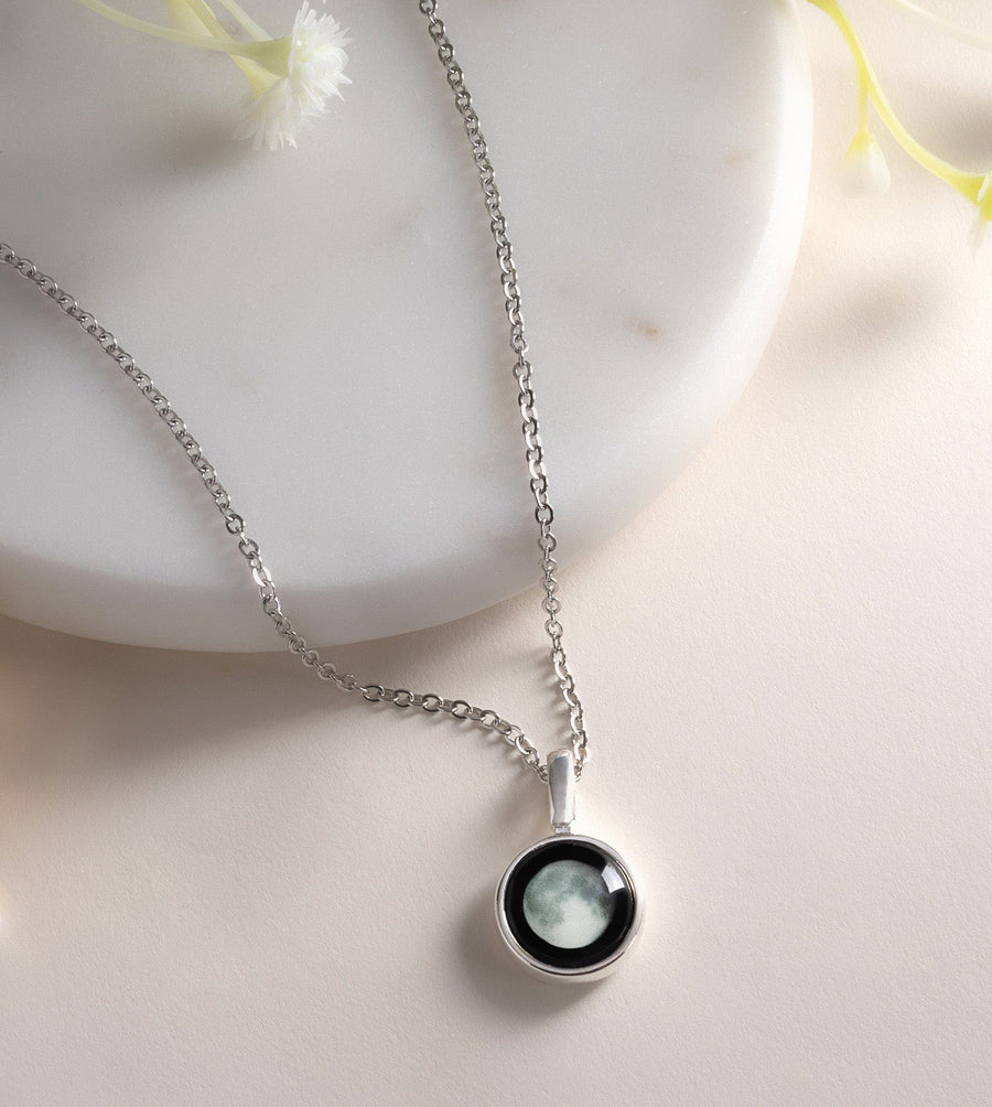 Sky Light Necklace and Luna Love ring bundle in silver