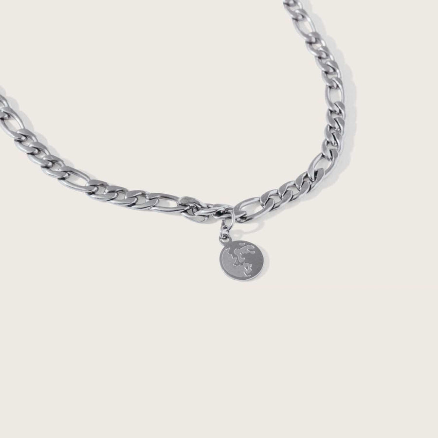 Engravable Tag Figaro Necklace in Stainless Steel