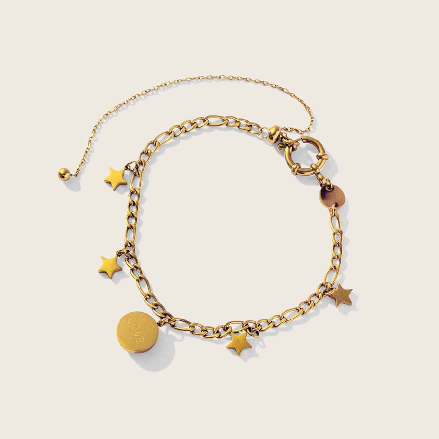 The Lunar Mae Anklet in Gold Engravable back.