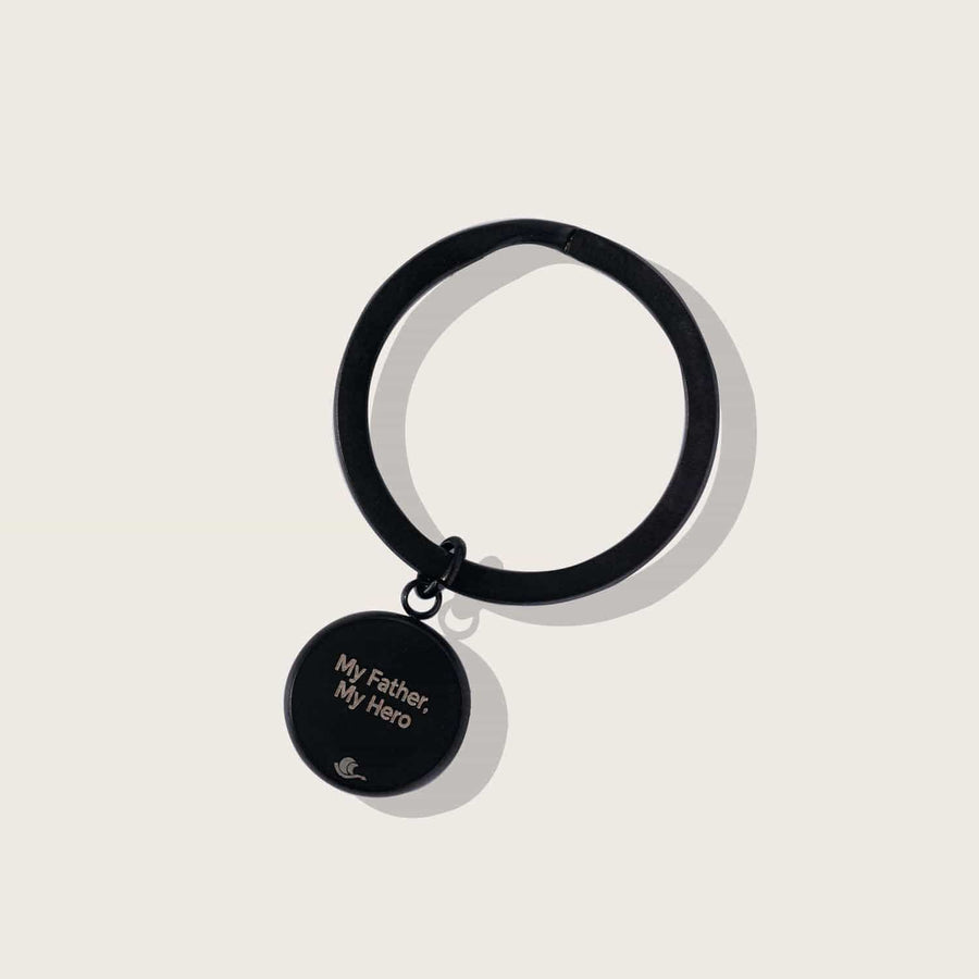 Engravable back on Moon Memory Key Ring in Black