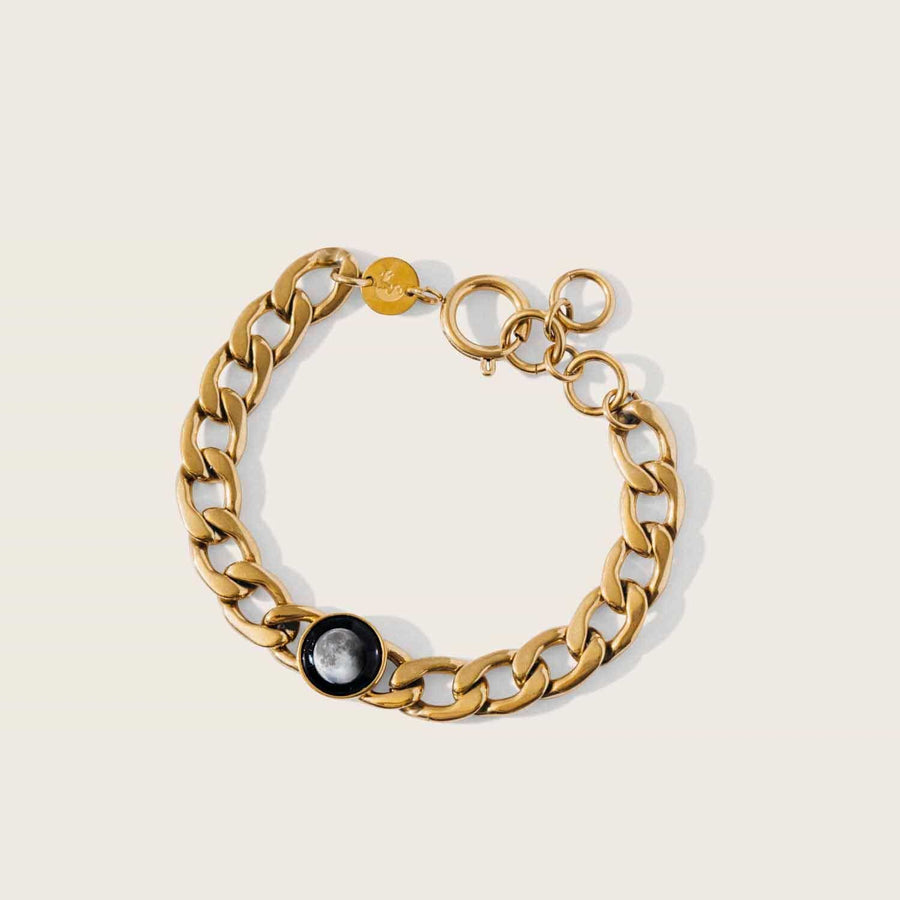 Gold plated moon phase link bracelet 