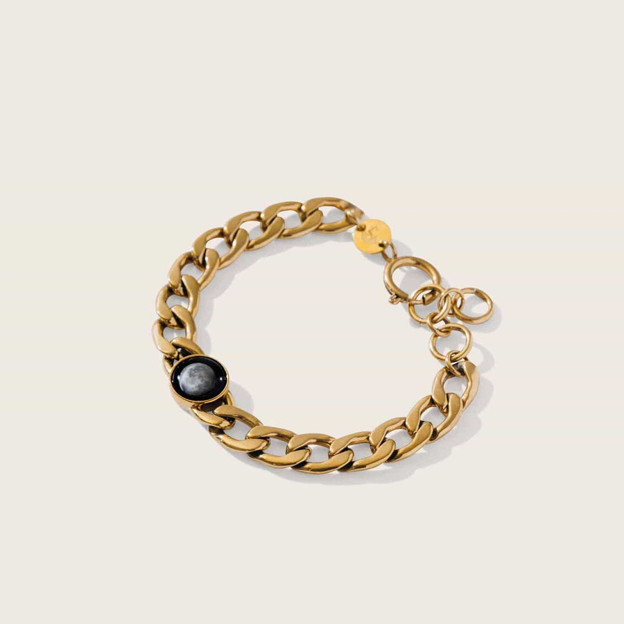 Gold plated moon phase link bracelet