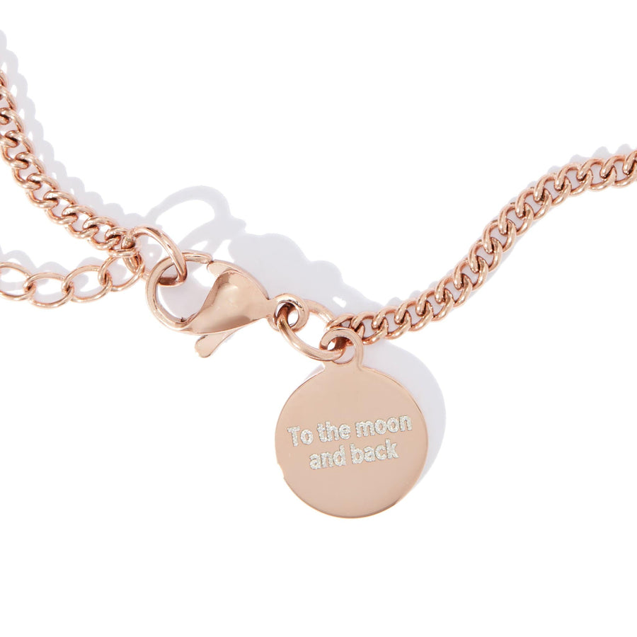 Engravable tag on Rose Gold Cosmic Spiral Ring and Pallene Bundle