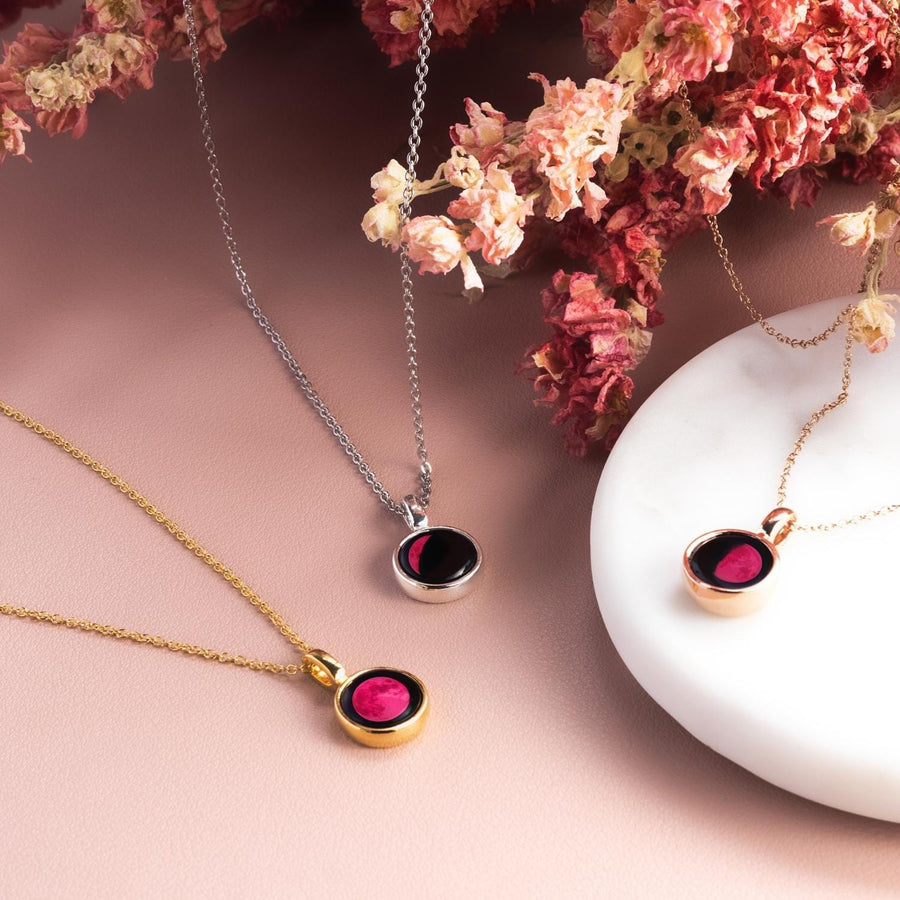 Pink Moon Sky Light Necklace in Stainless Steel