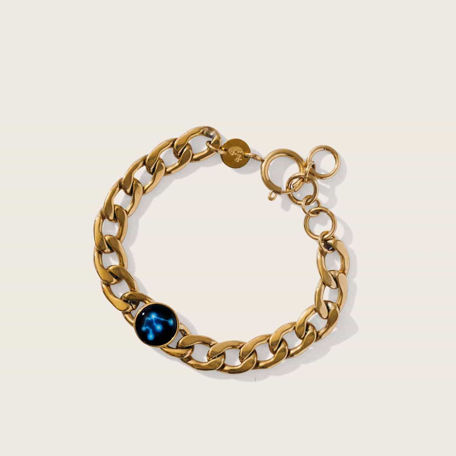 Gold plated constellation astrology link bracelet