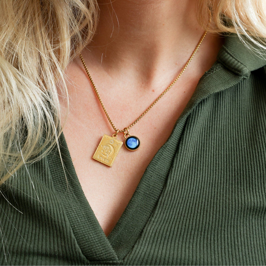 The Lover’s Tarot Card Necklace by Chloe Caroline in Gold