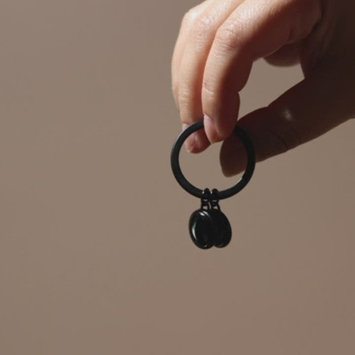 Double Moon Memory Key Ring in Black