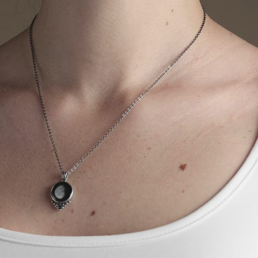 Video of woman wearing Classic Necklace with Black Crystal