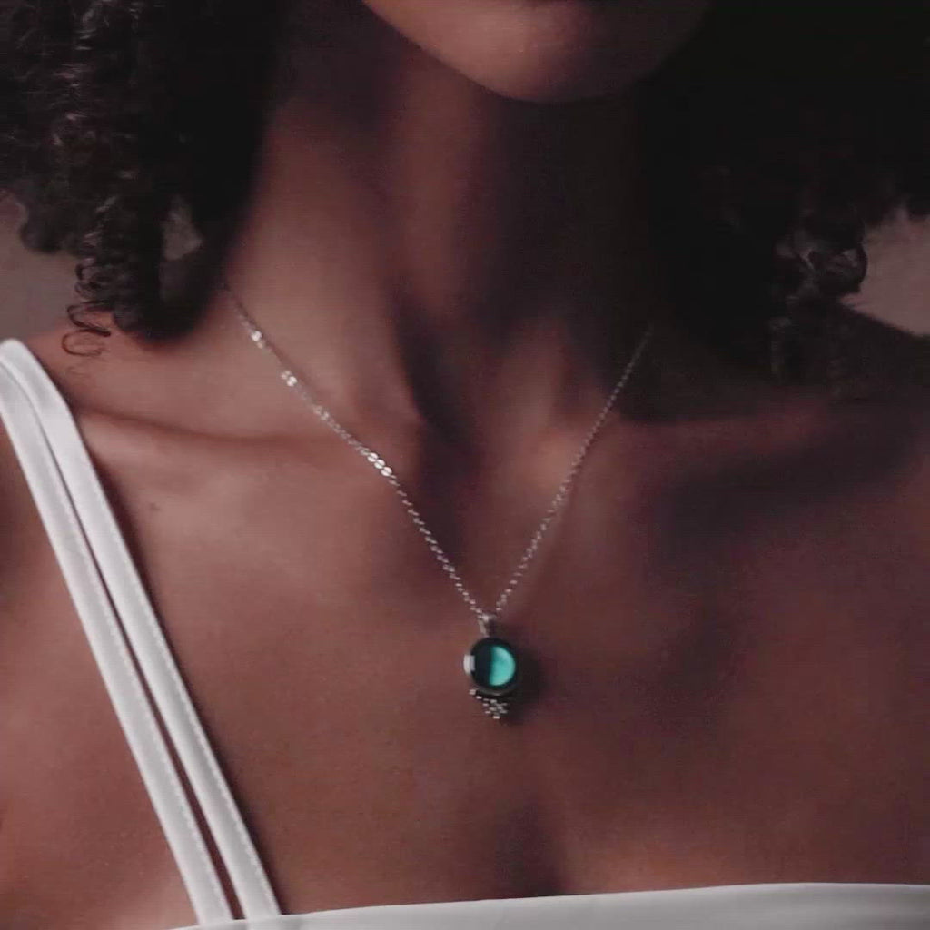 Video of woman wearing Classic Silver Birthstone Necklace