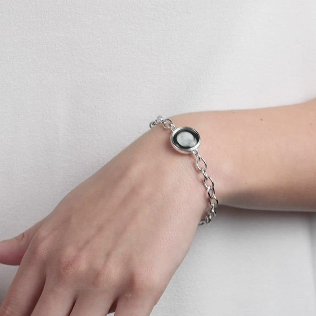 Video of woman wearing Stainless Steel Link Bracelet