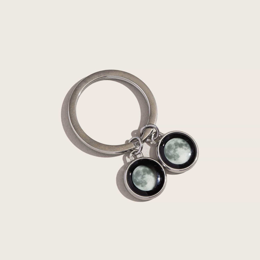 Double Moon Memory Key Ring in Stainless Steel