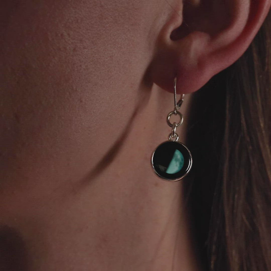 Video of woman wearing Celestial Moonrise Earrings