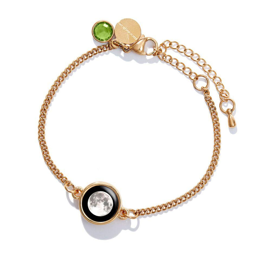 Moon phase green Birthstone Pallene Bracelet in Gold