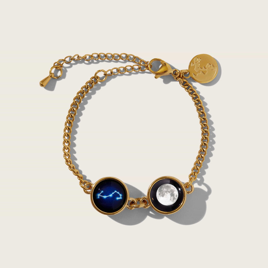 Gold plated zodiac and moon phase bracelet 