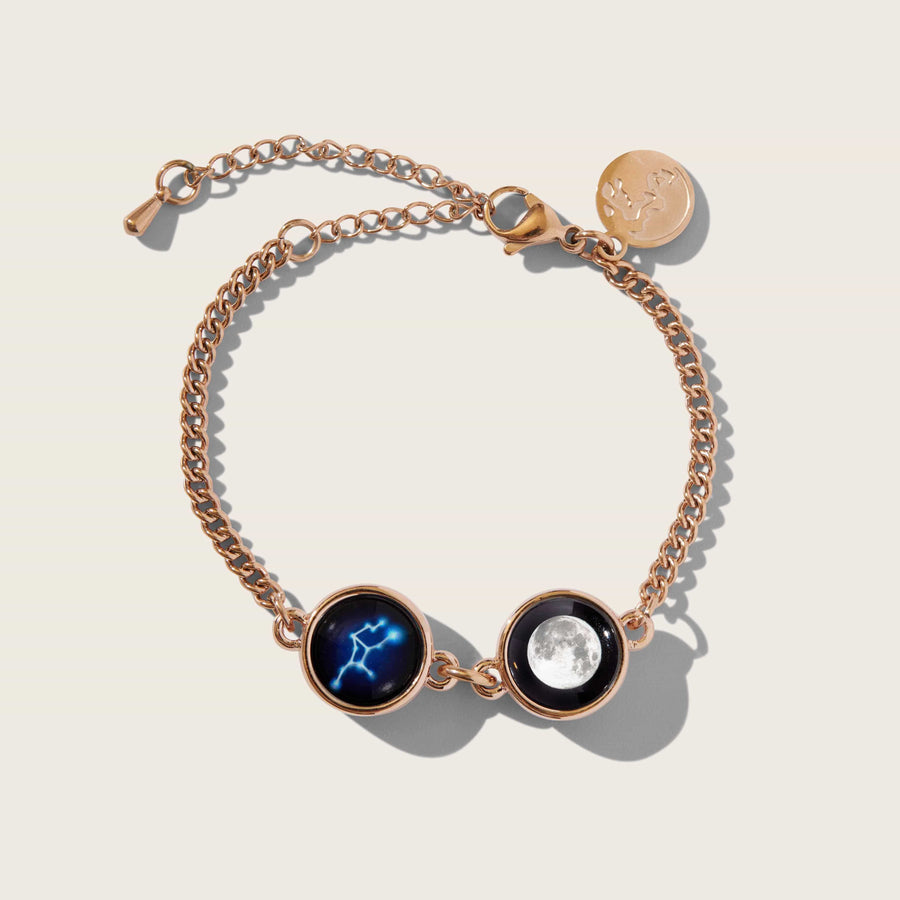 Rose gold plated zodiac and moon phase bracelet 