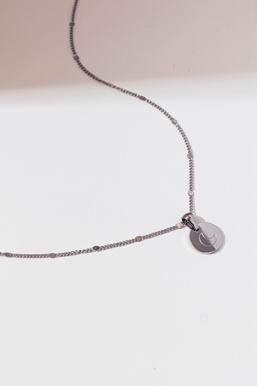 Stainless Steel Moon Tag Necklace