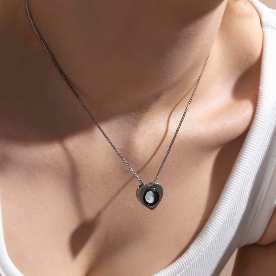 Woman wearing Wholesome Heart Necklace in Stainless Steel