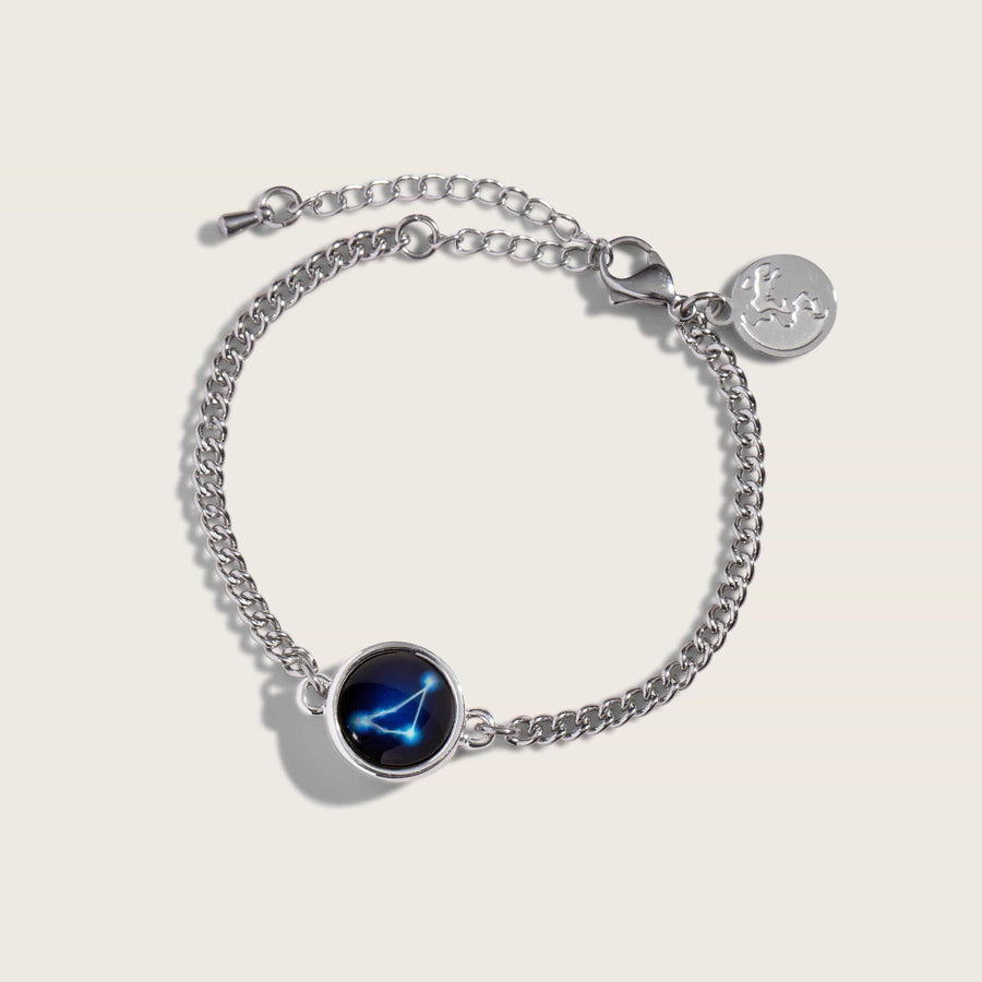 Adjustable silver constellation astrology bracelet