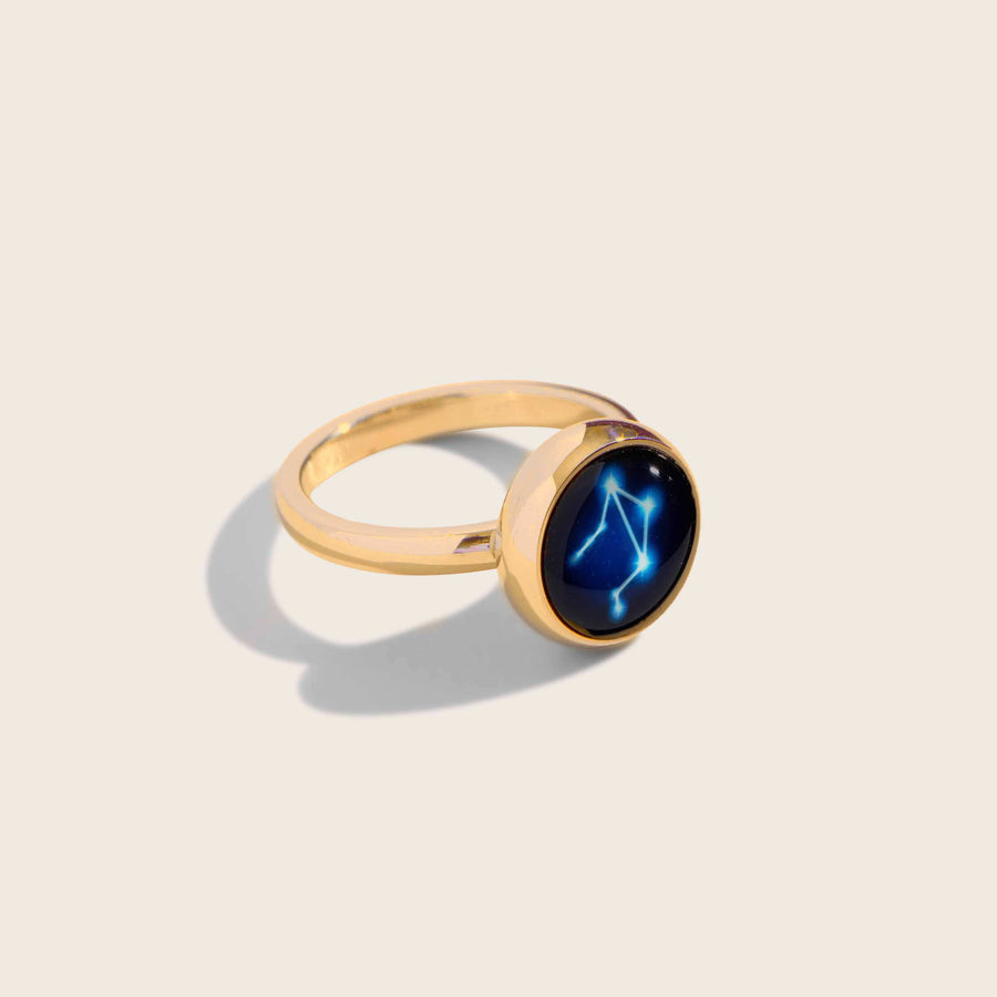 Gold plated constellation astrology ring