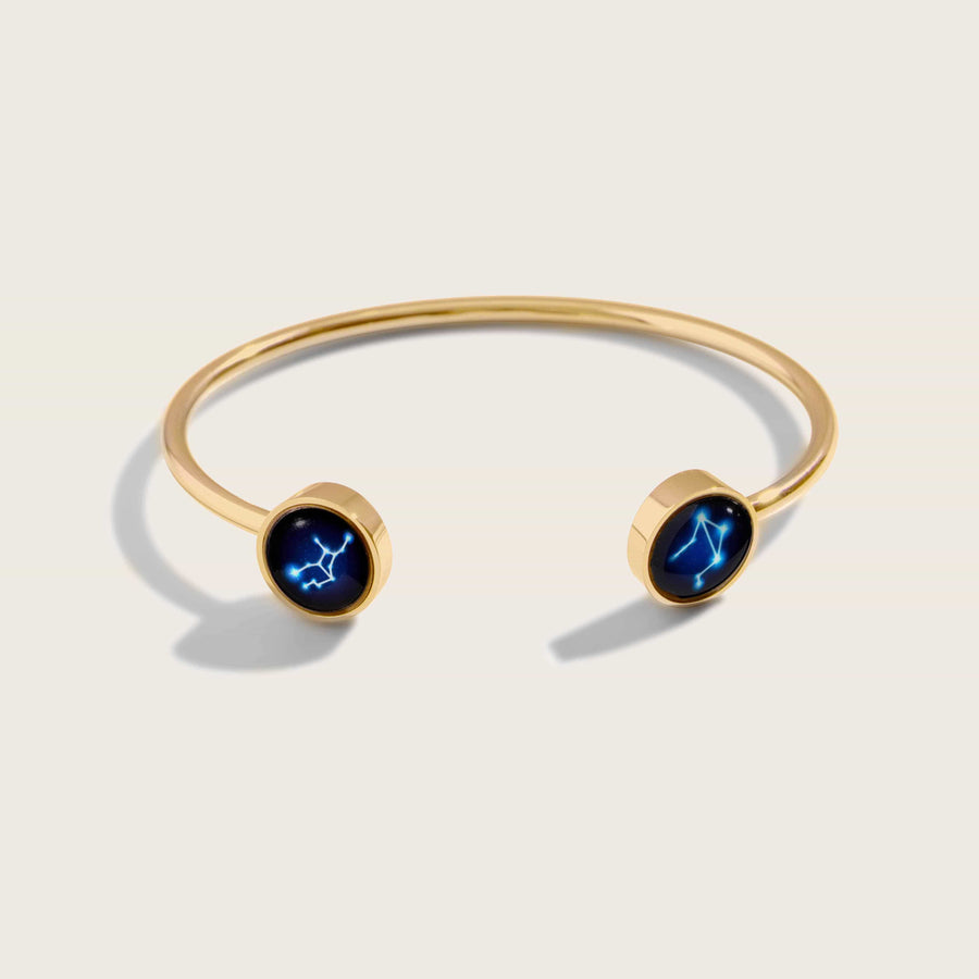 gold plated double astral constellation cuff bracelet 