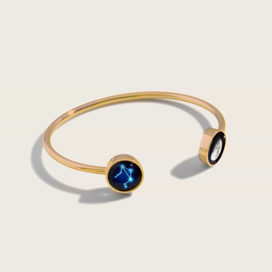 gold plated astrology and moon phase cuff bracelet