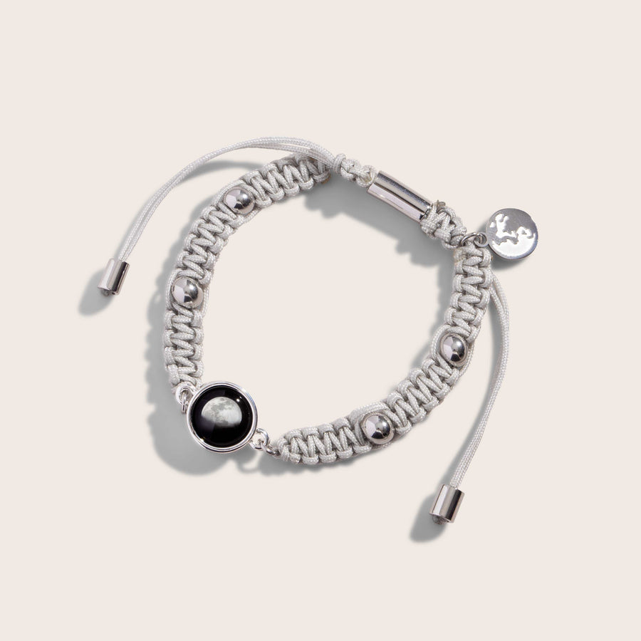 silver plated adjustable moon phase bracelet in sky gray 